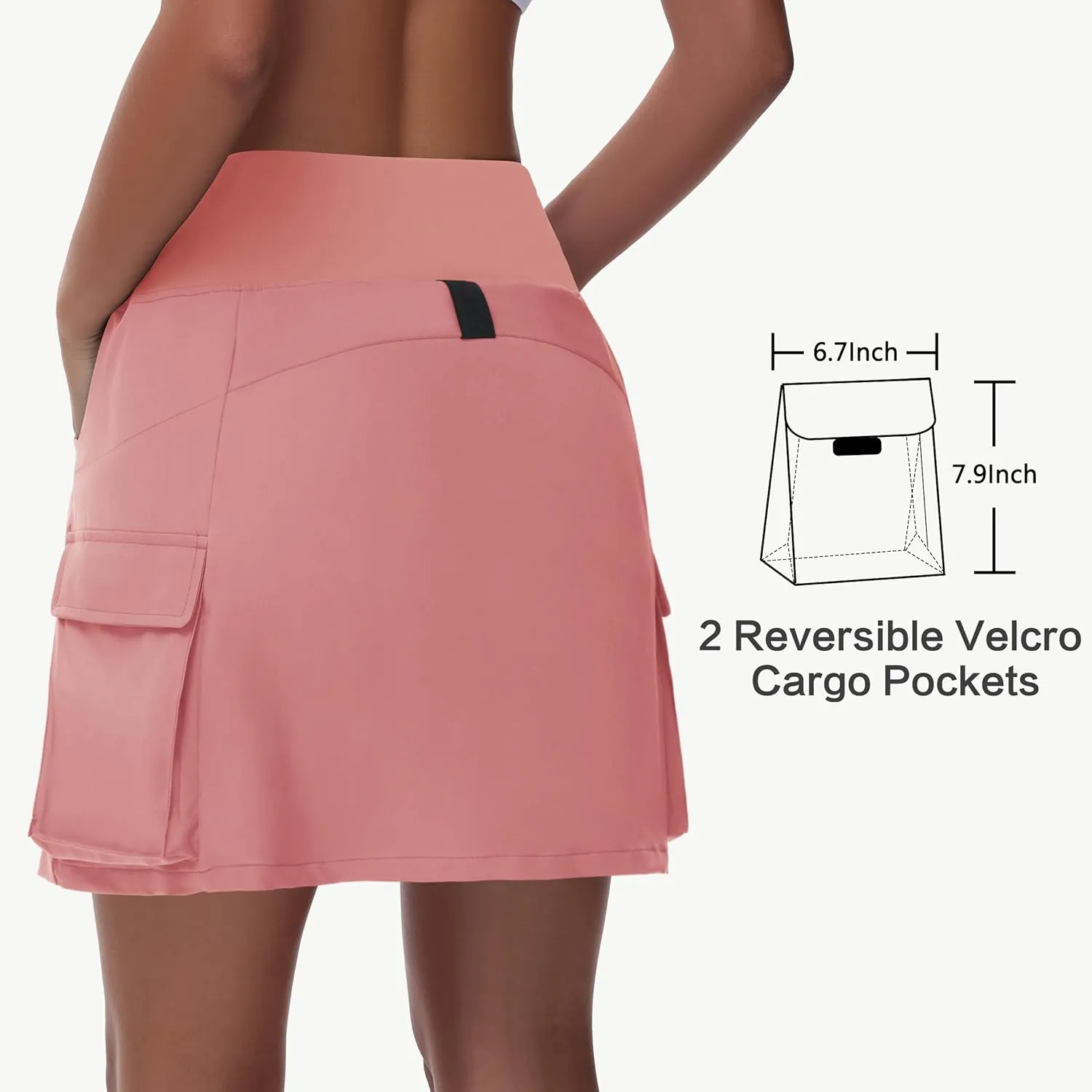 Women's 16" 20" Hiking Cargo Skort Skirt - High Waisted Golf Dressy Casual Workout Sport Skirt with Liner Quick Dry
