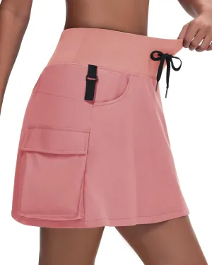 Women's 16" 20" Hiking Cargo Skort Skirt - High Waisted Golf Dressy Casual Workout Sport Skirt with Liner Quick Dry