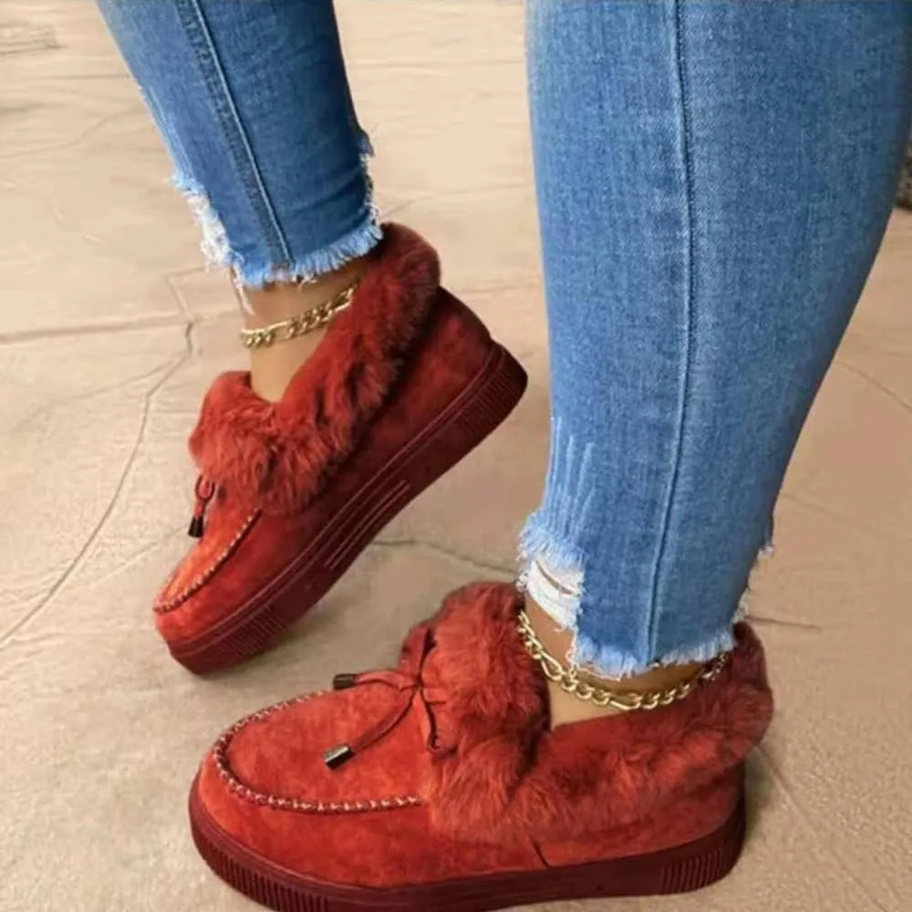 Women's Boots Round Head Thick Sole Orthopedic Arch-Support Wool Thick Warm Cotton Shoes,Cotton Shoes Winter Platform