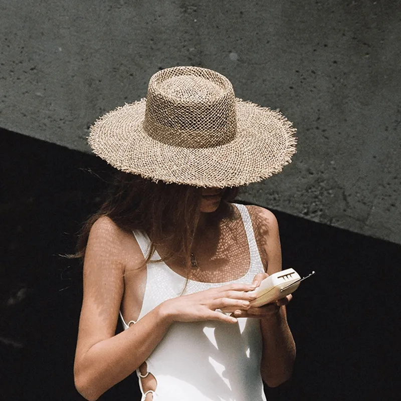 Women'S Breathable Green Straw Beach Sun Hat