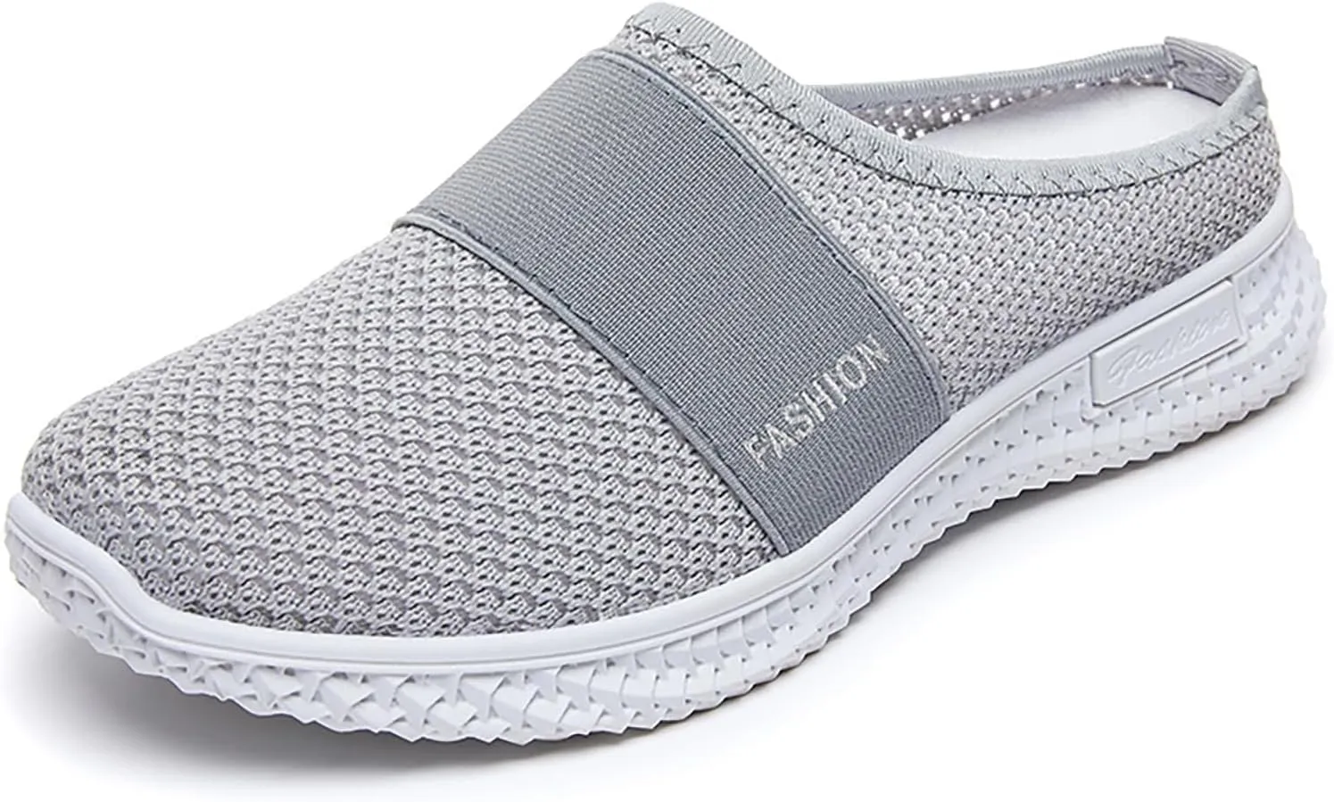Women's Knitted Mesh Flat Mules Breathable Orthopedic Diabetic Shoes Comfort Backless Walking Sneakers Closed Toe Slip On Slides Soft Soles Non-Slip Mule Shoes with Arch-Support