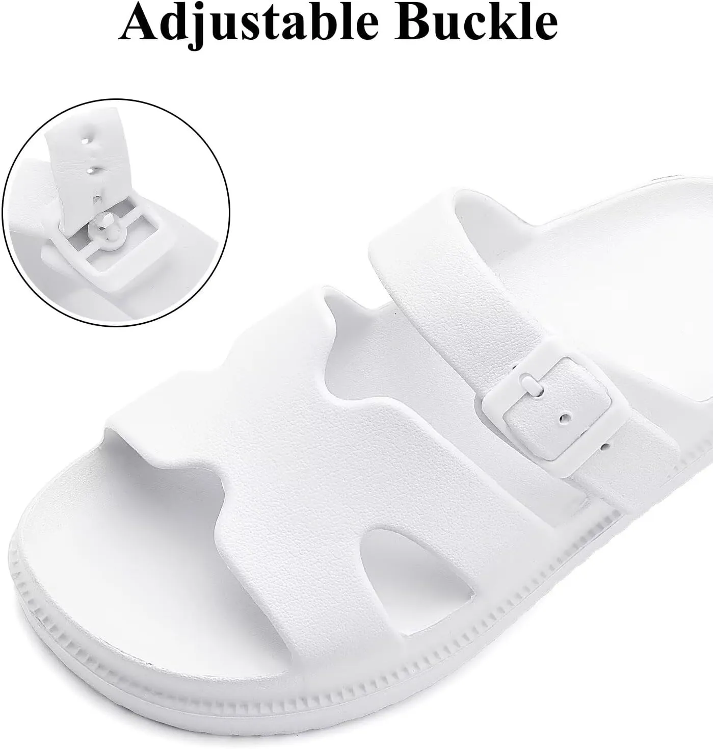 Womens Platform Sandals with Arch Support, Summer Beach Slides Adjustable Buckle, Women Comfort Lightweight Chunky Cushion Slip on H-Strap Sandal