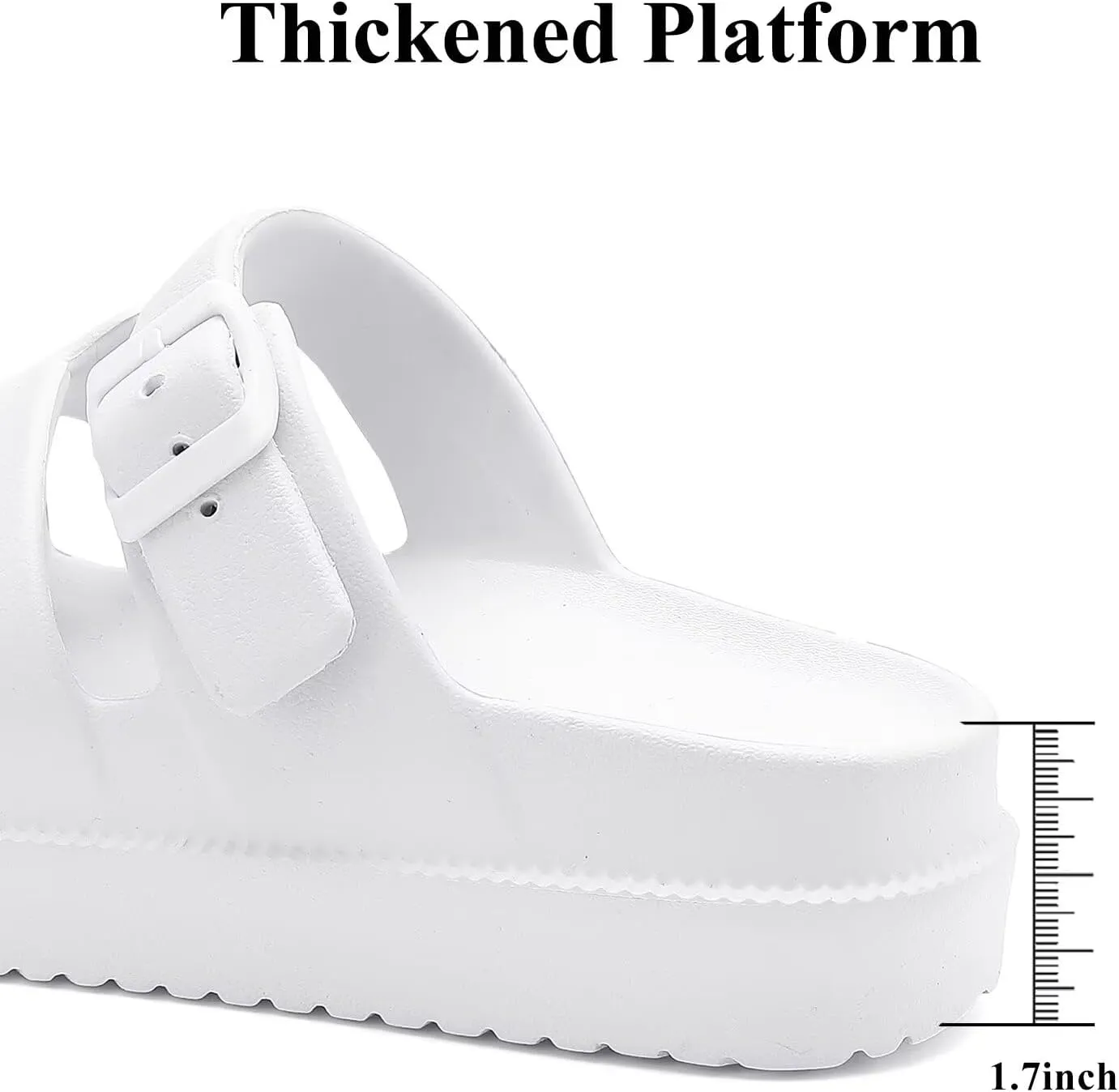 Womens Platform Sandals with Arch Support, Summer Beach Slides Adjustable Buckle, Women Comfort Lightweight Chunky Cushion Slip on H-Strap Sandal