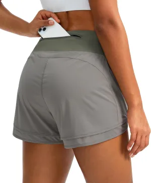 Women's Running Shorts High Waisted Quick-Dry 3 Inch Gym Workout Athletic Shorts for Women with Zipper Pocket