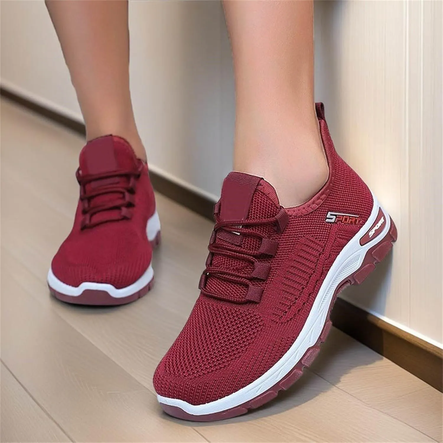 Womens Slip On Sneakers Wide Toe Box Shoes Extra Wide Width Sneakers Air Cushion Road Running Shoes Ultra Light Tennis Gym Workout Training Shoe Breathable Walking Shoe with Arch Support