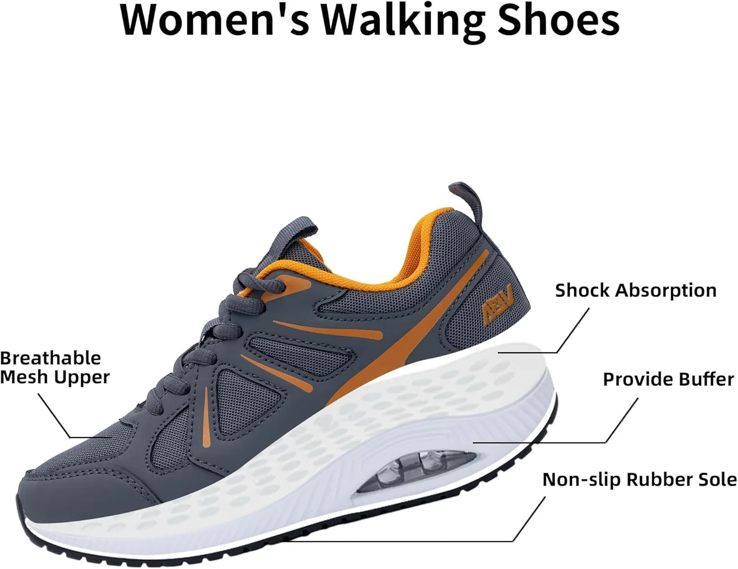 Women's Walking Shoes with Arch Support Plantar Fasciitis Tennis Sneakers for Gym Workout