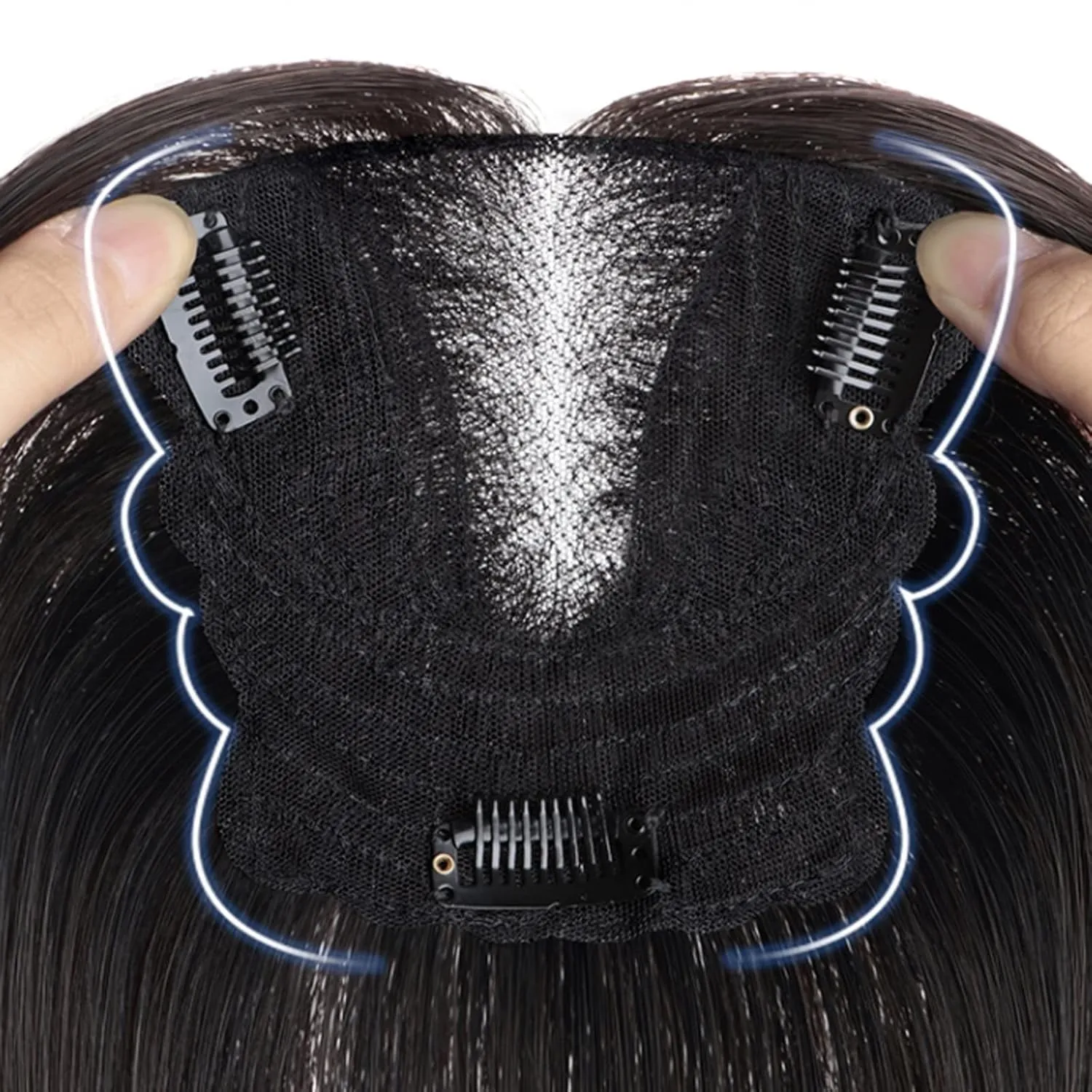Women's Wig Bangs Wig Piece Full Real Human Hair Patch Fluffy Increase Hair Volume Fluffy Cover Gray Hair Women's Wigs Hair Piece(13-(8-10) 25CM-black)