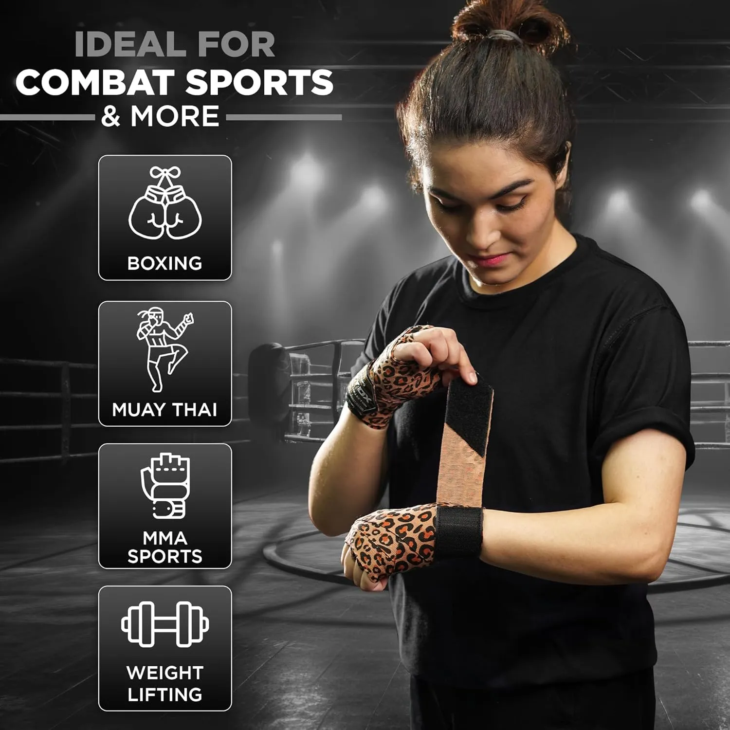 WYOX Boxing Hand Wraps Inner Gloves, Elasticated Thumb Loop Bandages Mexican Style Under Mitts Wrist Wrap Protection Muay Thai MMA Kickboxing Martial Arts Punching Bag Training Men Women
