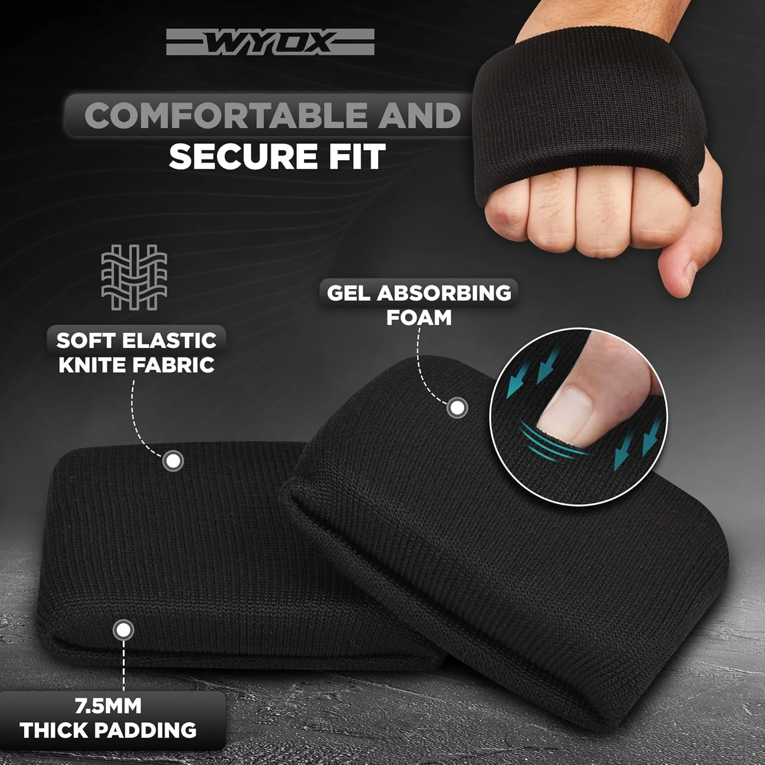 WYOX Boxing Hand Wraps Inner Gloves, Elasticated Thumb Loop Bandages Mexican Style Under Mitts Wrist Wrap Protection Muay Thai MMA Kickboxing Martial Arts Punching Bag Training Men Women