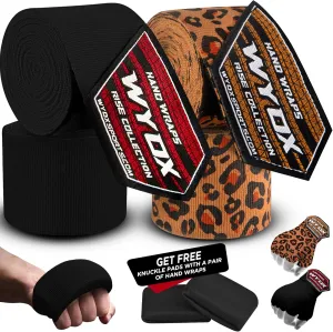 WYOX Boxing Hand Wraps Inner Gloves, Elasticated Thumb Loop Bandages Mexican Style Under Mitts Wrist Wrap Protection Muay Thai MMA Kickboxing Martial Arts Punching Bag Training Men Women