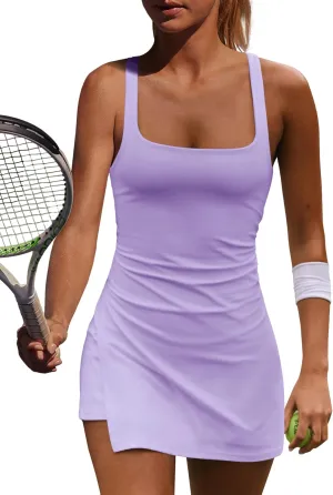 Yanekop Womens Tennis Dress with Built in Shorts Golf Dress Athletic Outfits Yoga Active Workout Dresses