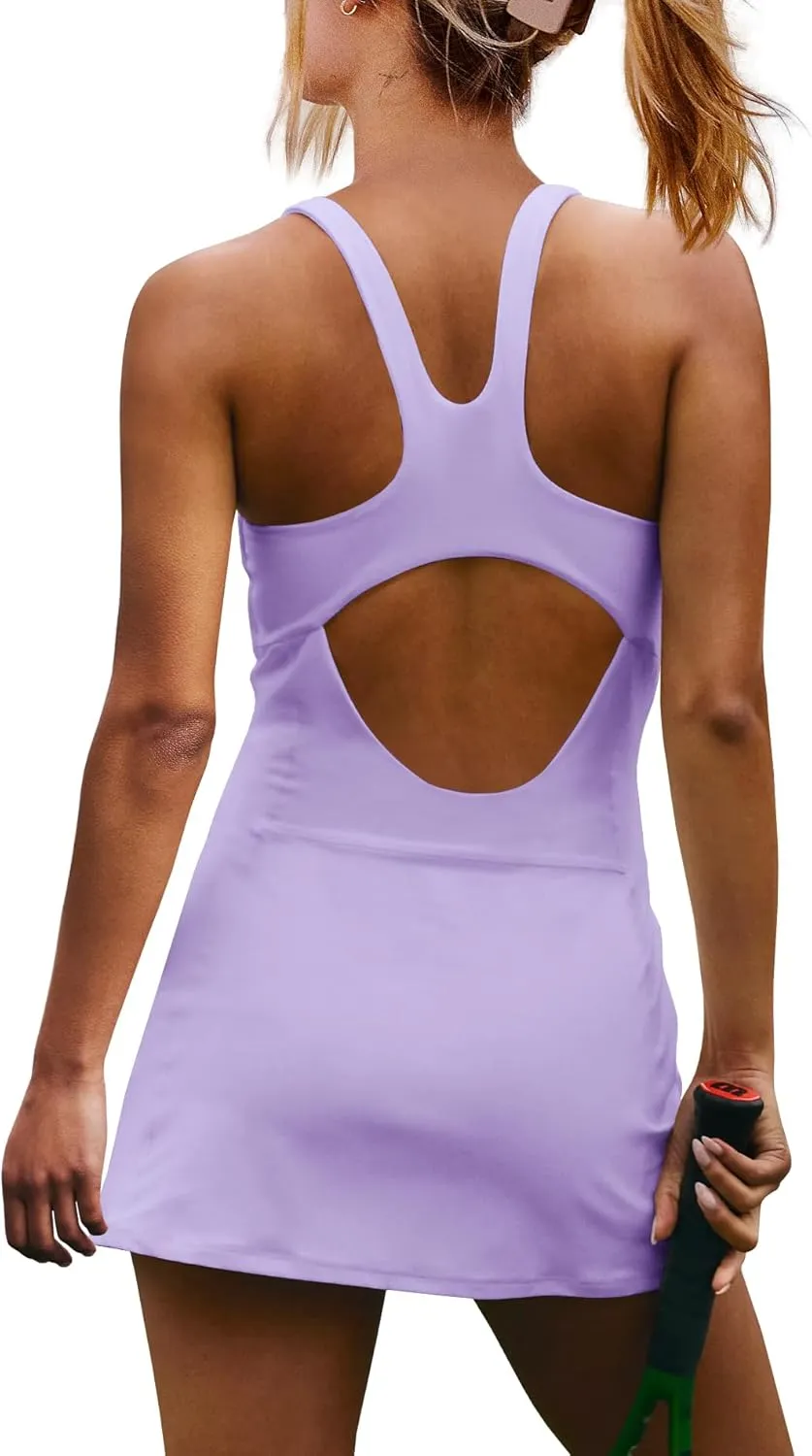 Yanekop Womens Tennis Dress with Built in Shorts Golf Dress Athletic Outfits Yoga Active Workout Dresses