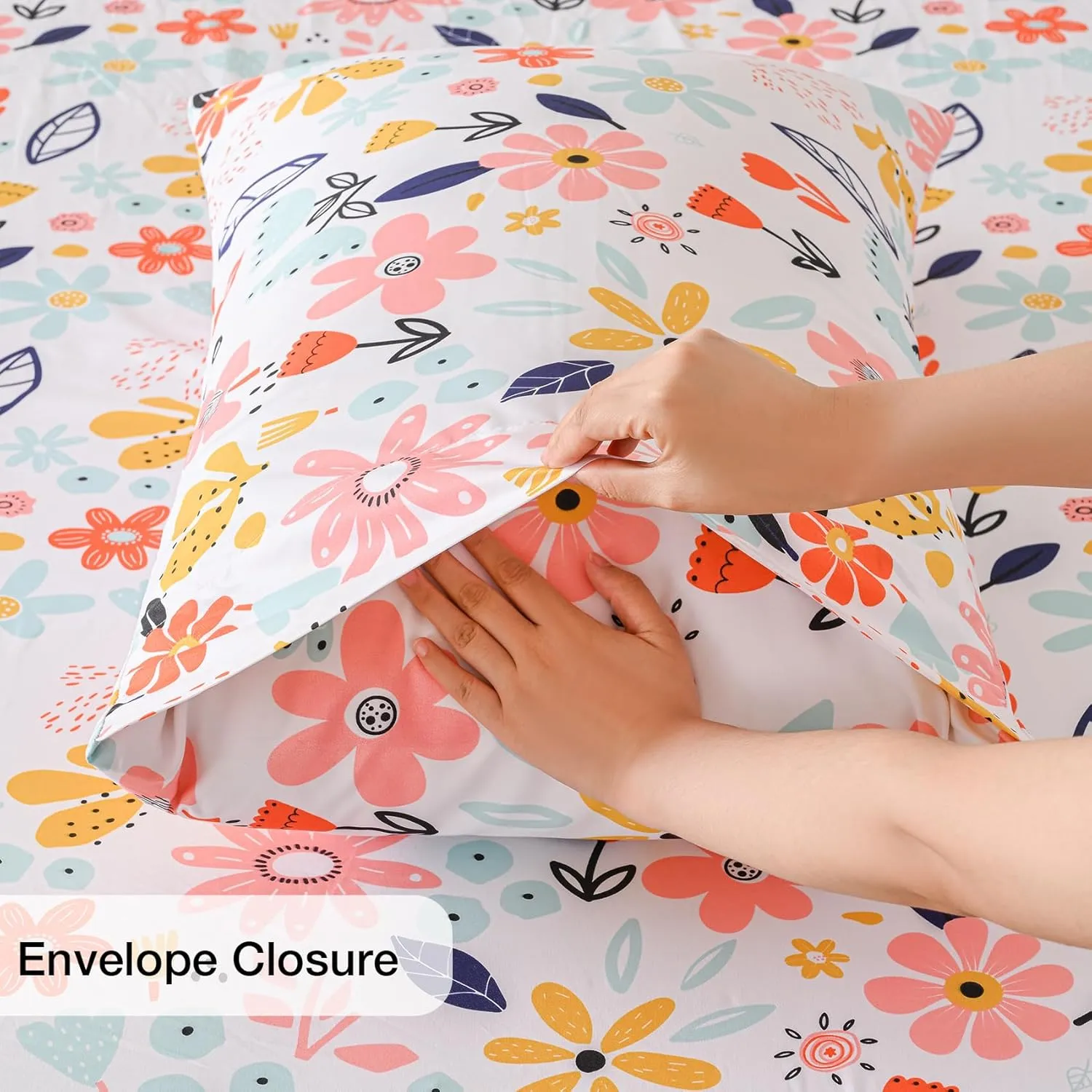 Yibeizi Floral Sheet Set for Girls Twin, Kids Cute Print Bedsheets Microfiber Deep Pocket Flower Patterned Bed Sheet & Pillowcase Sets 3 Pieces