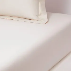 Yves Delorme Triomphe Nacre (Ivory) Full 55 x 79 in Fitted Sheet - Extra Soft and Warm Luxury Sheets, 100% Natural Organic French Bed Linens - Breathable and Durable