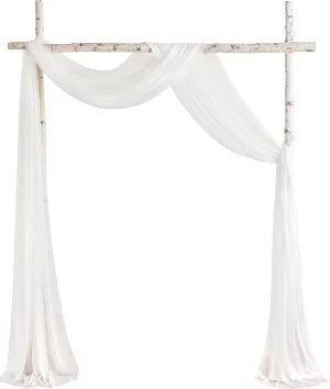 YYHUAWU Wedding Arch Draping Fabric 2 Panels 20Ft White Chiffon Fabric Drapes Arbor Drapery Wedding Party Ceremony Reception Swag Decorations