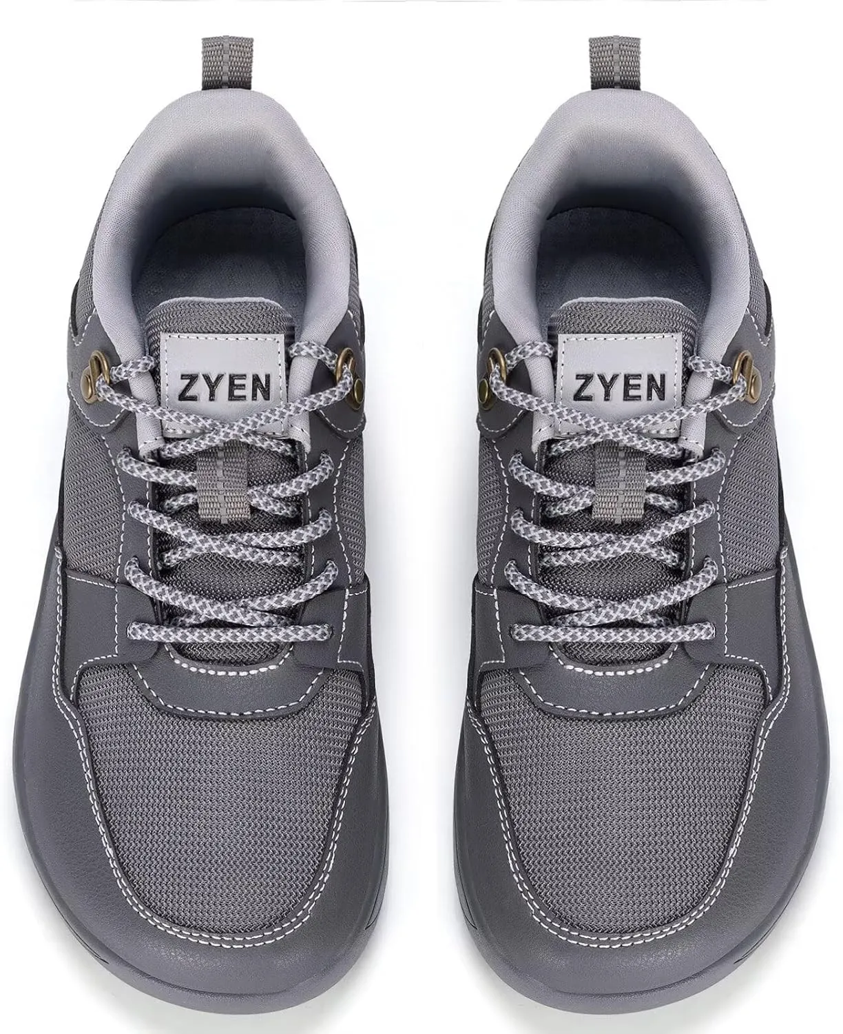 ZYEN Men's Barefoot Wide Toe Box Shoes Non Slip Zero Drop Causal Leather Shoes Utra Light Wide Width Walking Fashion Sneakers Breathable Wide Minimalist Running Sneakers Workout Gym Trainer